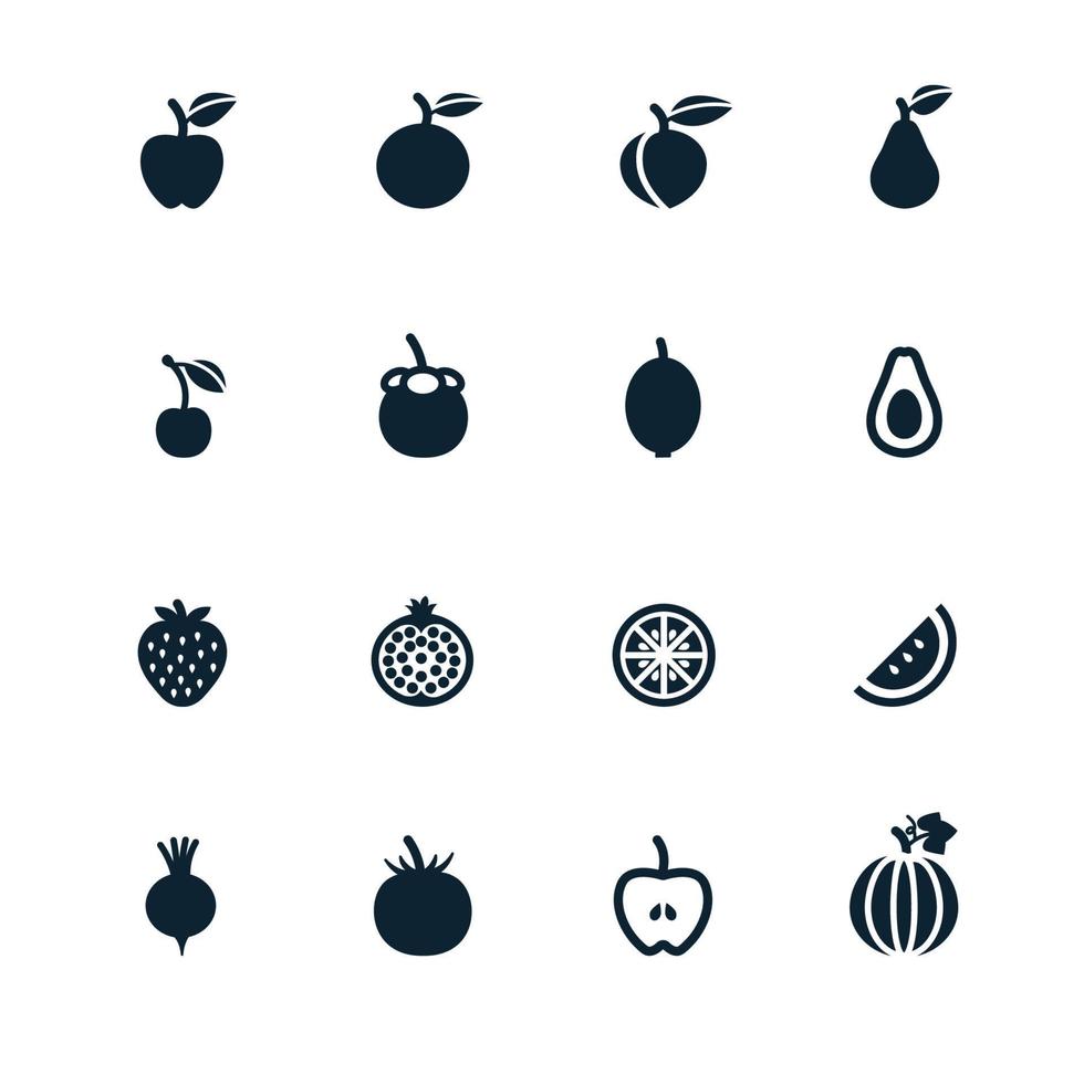 ícones de frutas e legumes vetor