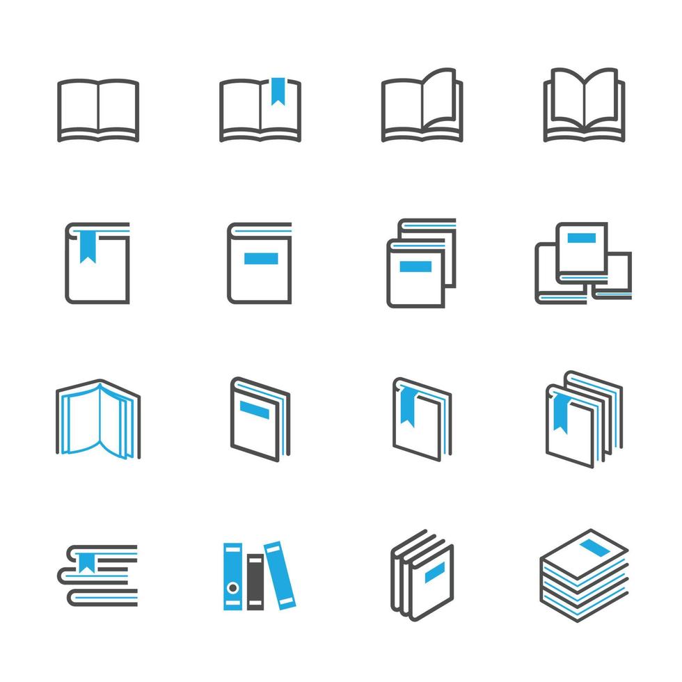 icones de livros com fundo branco vetor