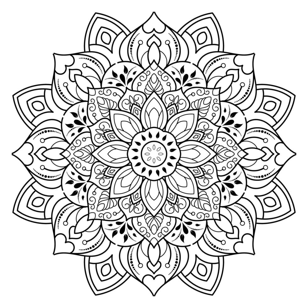 padrão floral mandala preto e branco, elementos decorativos vintage, fundo mandala vetor