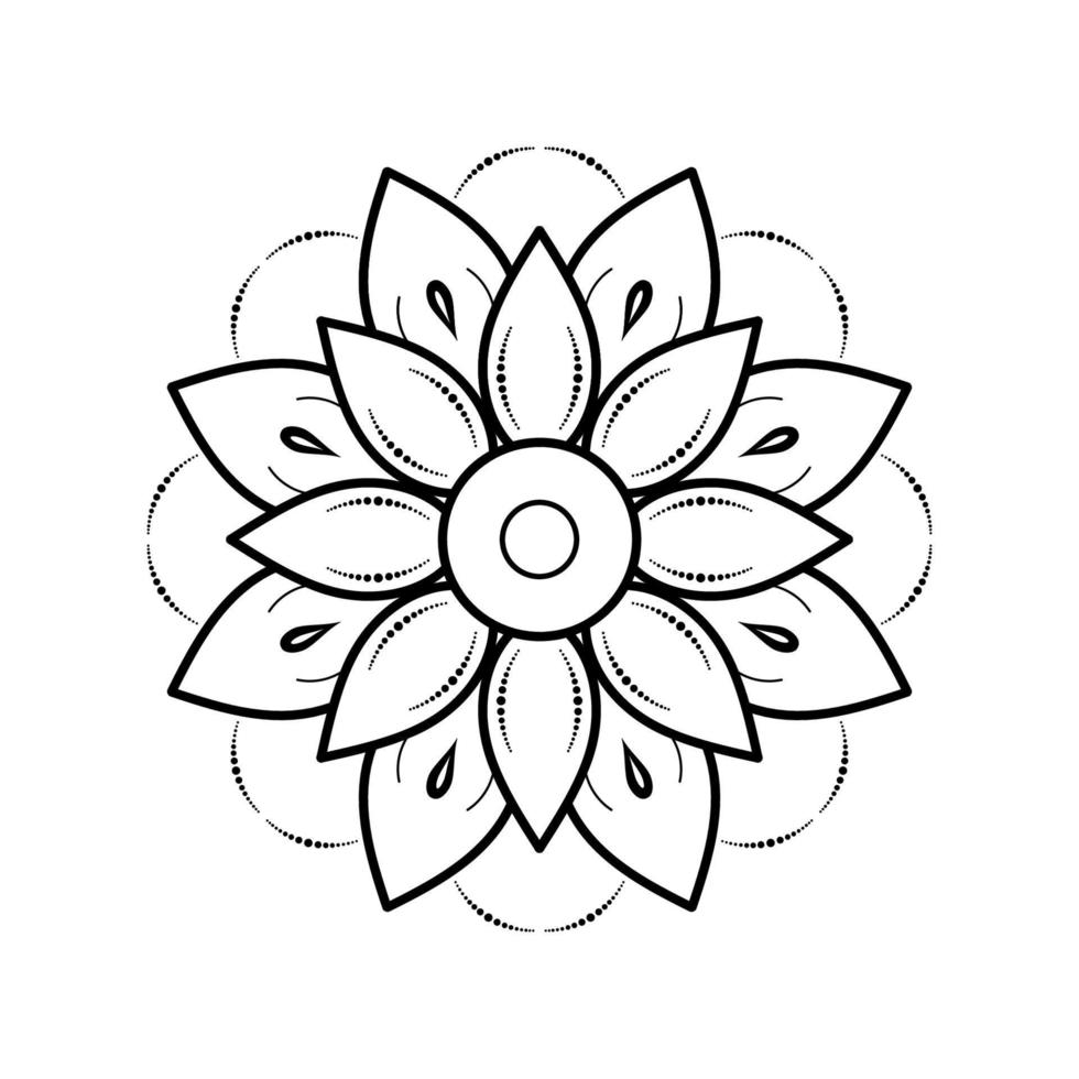 estilo floral mandala minimalista, padrão oriental de mandala vetorial, elemento decorativo desenhado à mão. design exclusivo com flor de pétala. conceito de relaxamento e uso de meditação para o livro do logotipo da página vetor