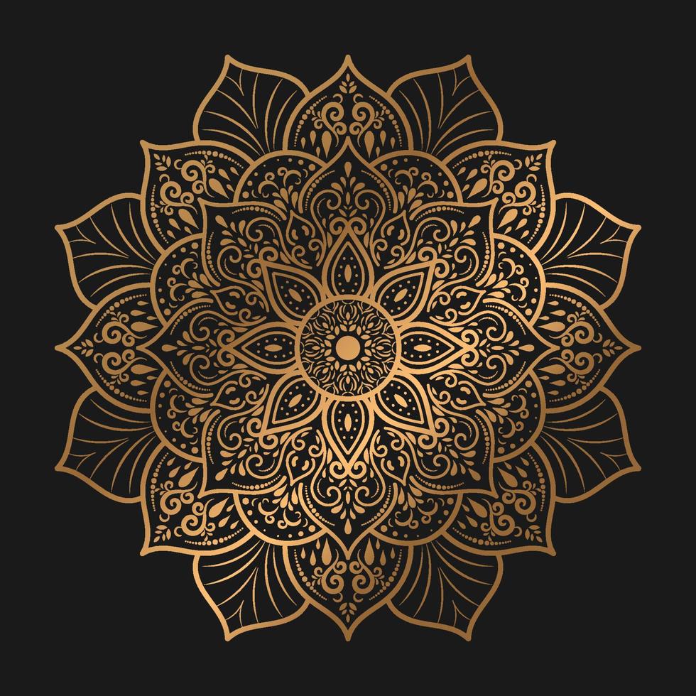 mandala de ouro com estilo floral vintage, padrão oriental de mandala vetorial, vetor