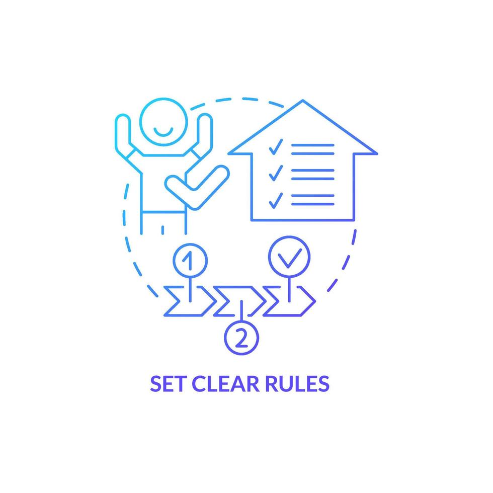 definir o ícone de conceito gradiente azul de regras claras. regras realistas. dicas para os pais. conduta desordem idéia abstrata ilustração de linha fina. desenho de contorno isolado. vetor