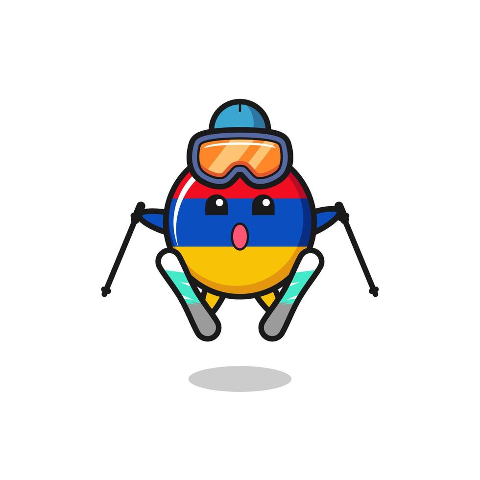 personagem de mascote da bandeira da armênia como jogador de esqui vetor
