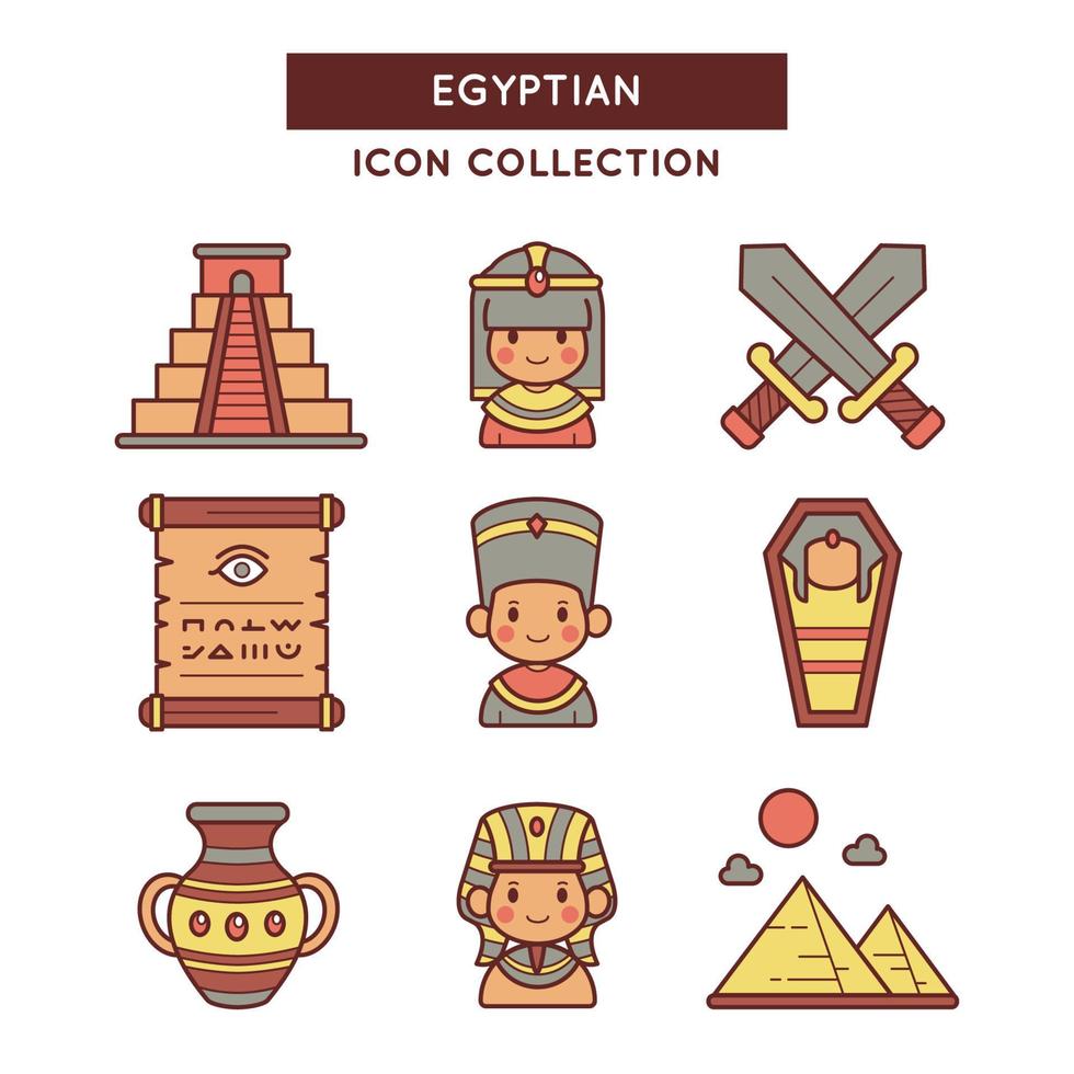 ícone clássico de objetos e símbolos com tema egípcio vetor