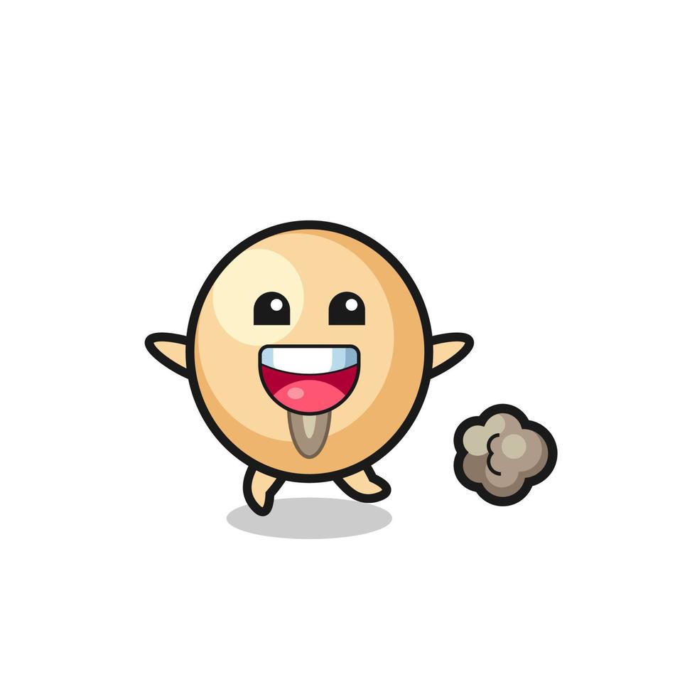 o desenho animado de feijão de soja feliz com pose de corrida vetor