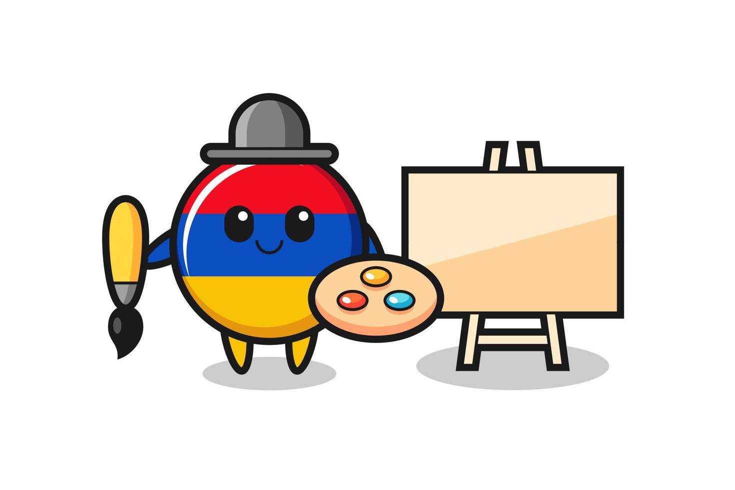 ilustração do mascote da bandeira da armênia como pintor vetor