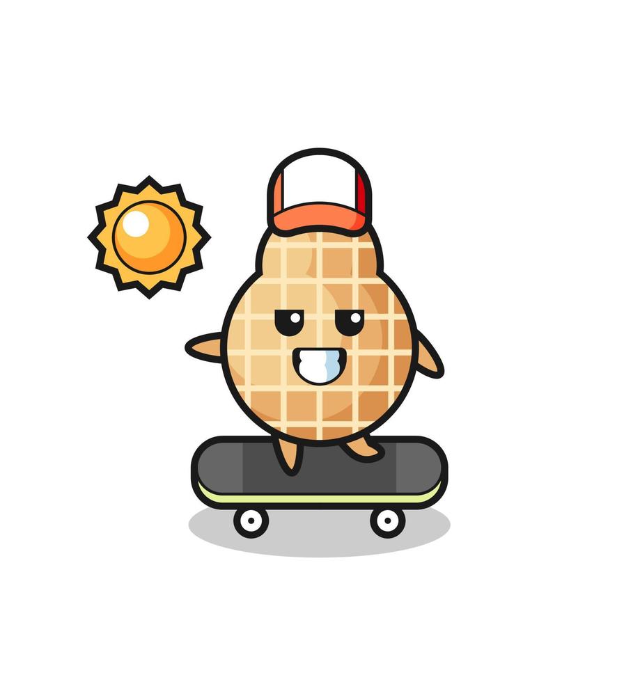 ilustração de personagem de amendoim andar de skate vetor