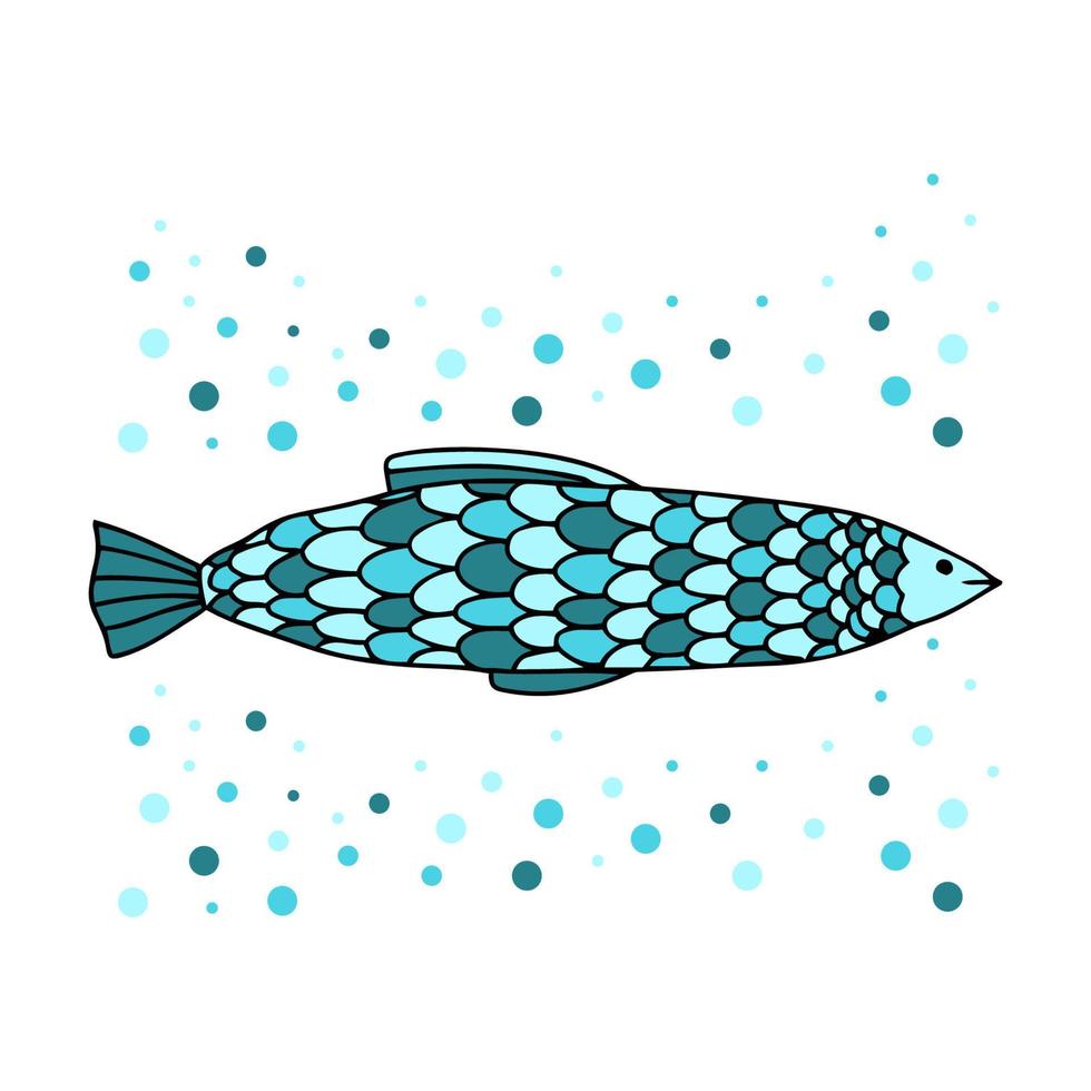 peixe decorativo estilizado em estilo simples colorido moderno peixe simples para design subaquático isolado na ilustração vetorial branca vetor