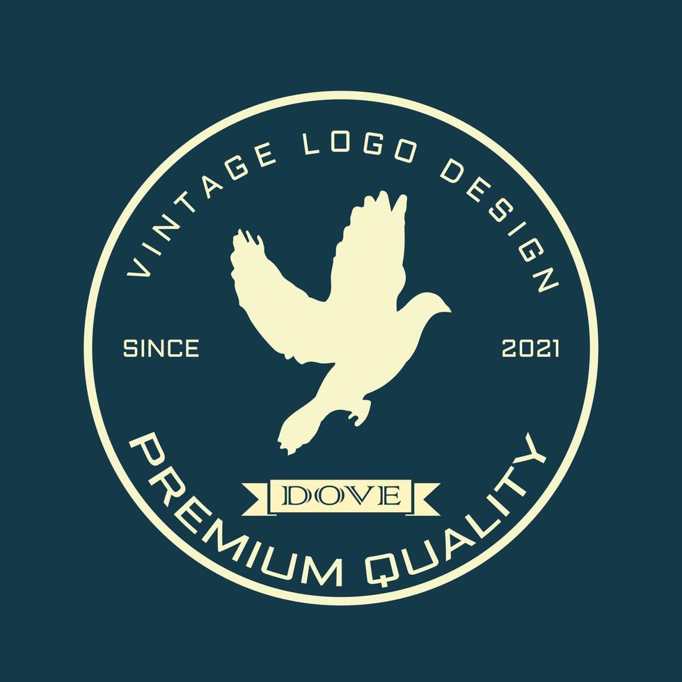 logotipo de pomba vintage. com uma forma circular e moderna. pode ser usado para logotipos, ícones, modelos, símbolos, marcas, emblemas. arquivos vetoriais vetor