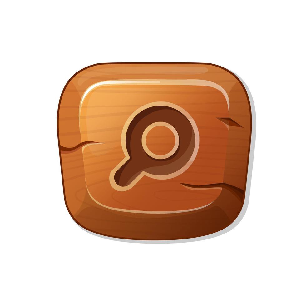 procurar. botão de madeira em estilo cartoon. um recurso para um gui em um aplicativo móvel ou videogame casual. vetor