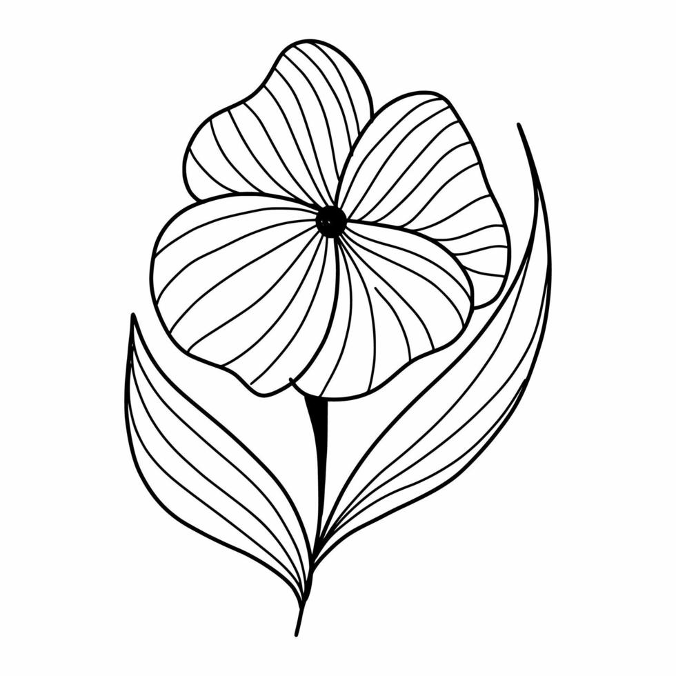 flor doodle em fundo branco. ilustração vetorial com planta. livro de colorir para crianças. projeto de cartão postal. vetor