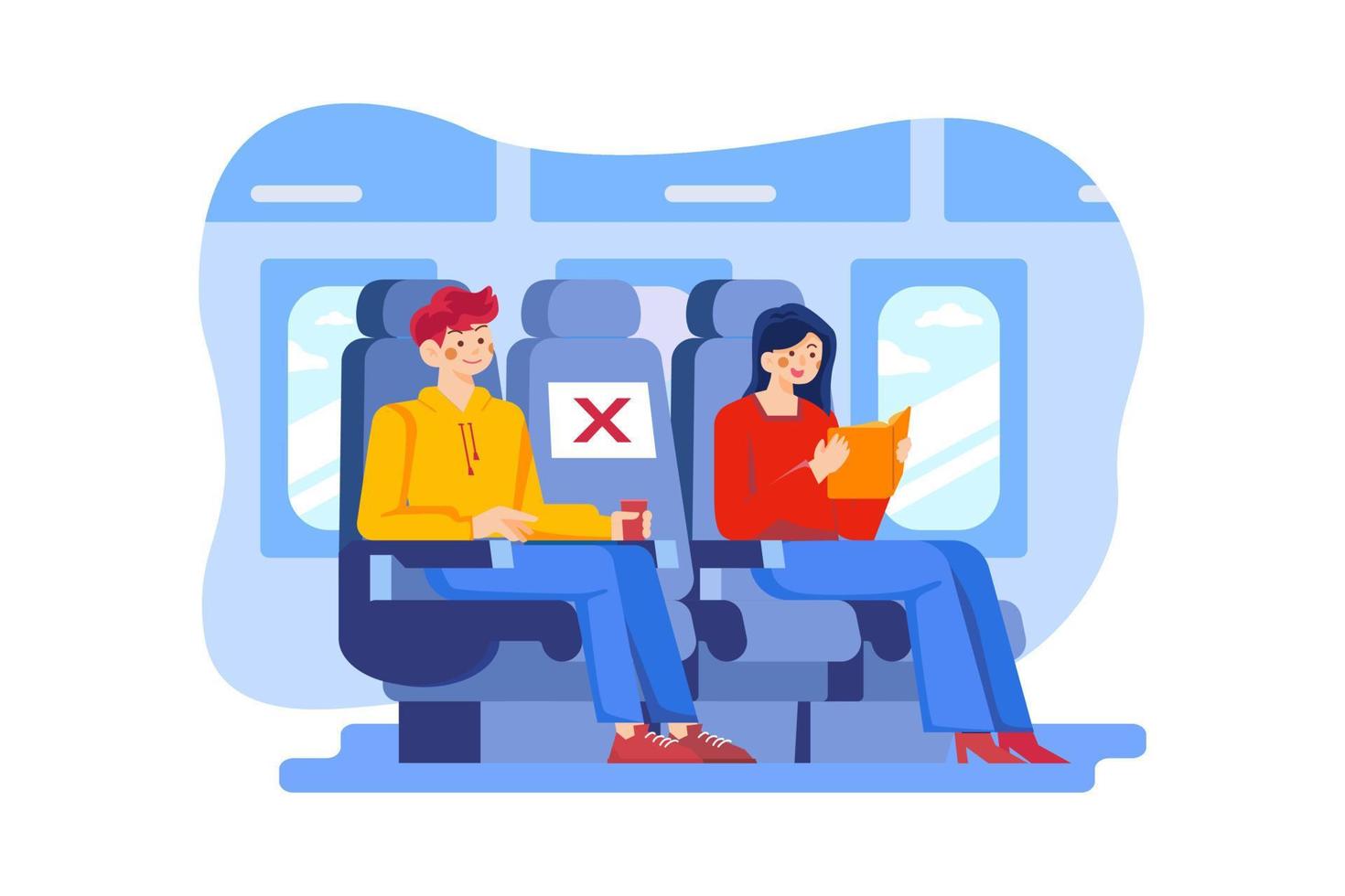 conceito de ilustração de assentos a bordo de distanciamento social vetor