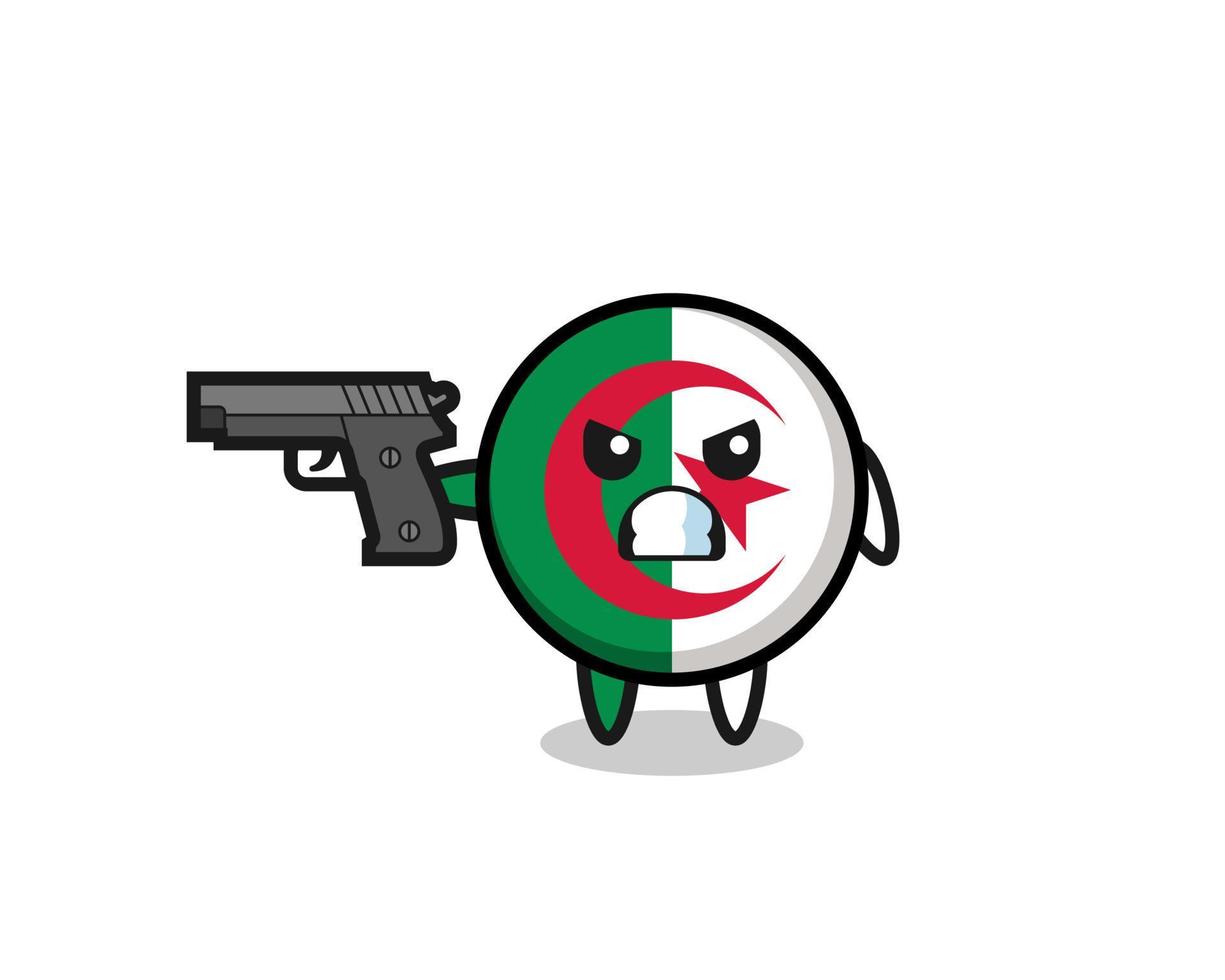 o personagem bonito da bandeira da argélia atirar com uma arma vetor