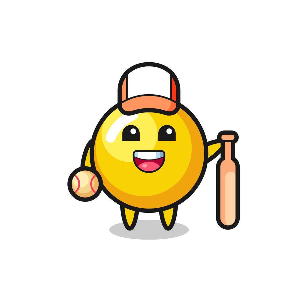personagem de desenho animado de gema de ovo como jogador de beisebol vetor