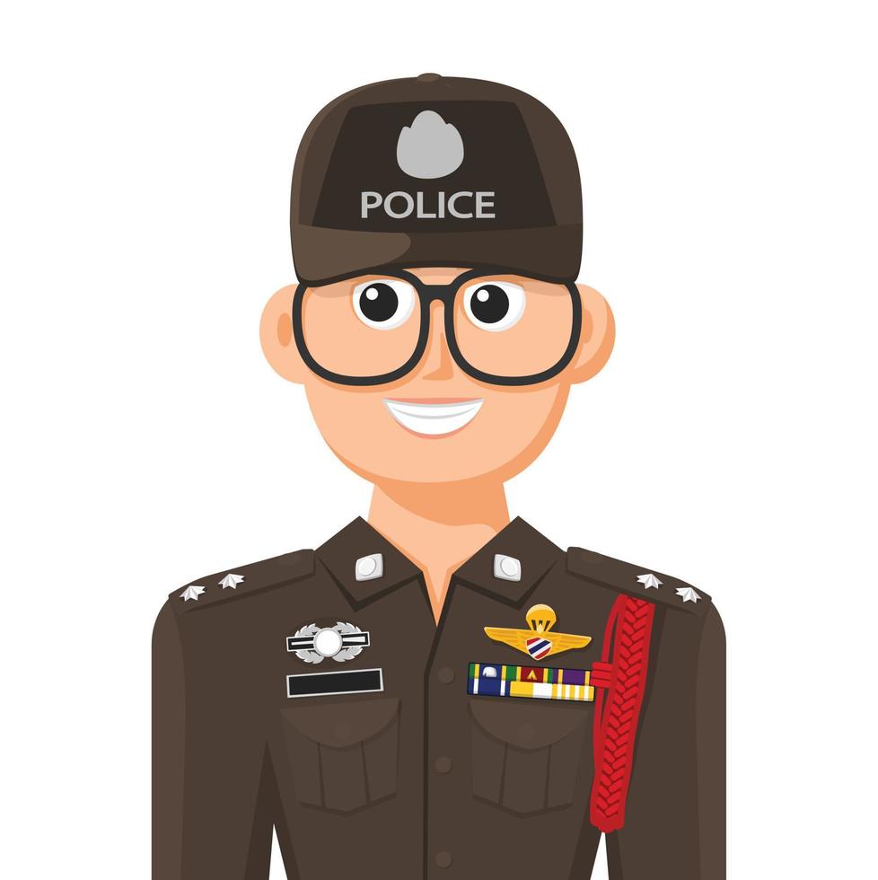 policial tailandês em vetor plana simples. ícone ou símbolo de perfil pessoal. oficial do governo. ilustração vetorial de design gráfico de pessoas.