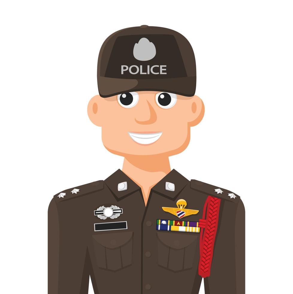 policial tailandês em vetor plana simples. ícone ou símbolo de perfil pessoal. oficial do governo. ilustração vetorial de design gráfico de pessoas.