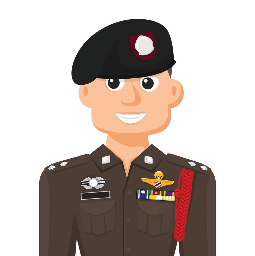 policial tailandês em vetor plana simples. ícone ou símbolo de perfil pessoal. oficial do governo. ilustração vetorial de design gráfico de pessoas.