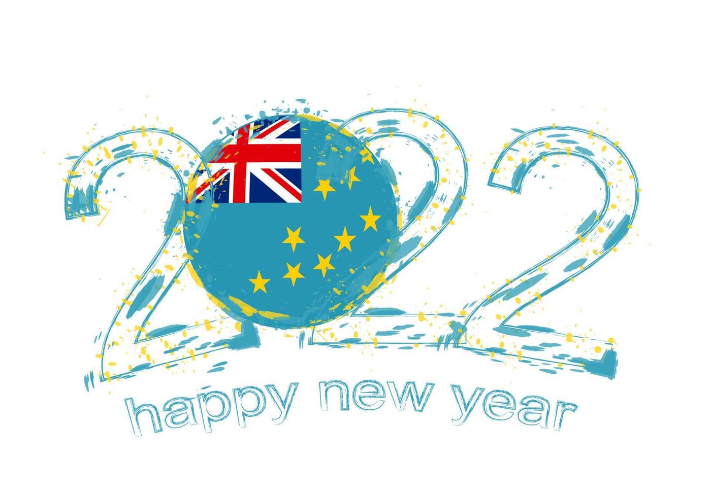 feliz ano novo de 2022 com bandeira de tuvalu. vetor