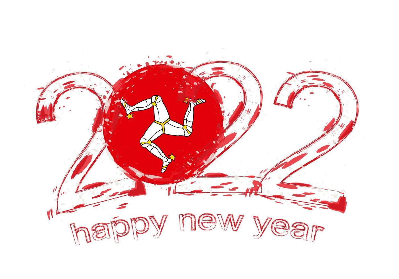 feliz ano novo de 2022 com bandeira da ilha de man. vetor