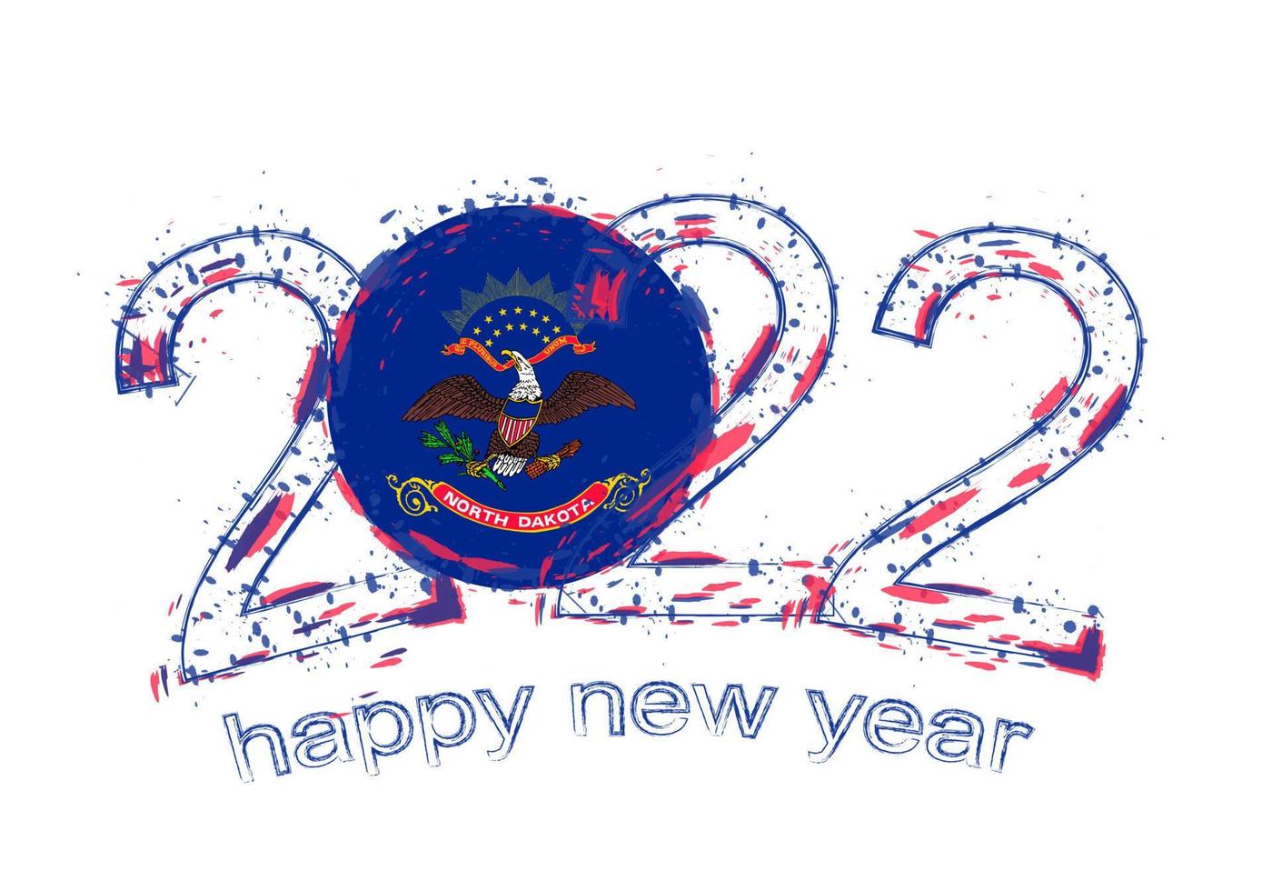 feliz ano novo de 2022 com bandeira da dakota do norte. vetor
