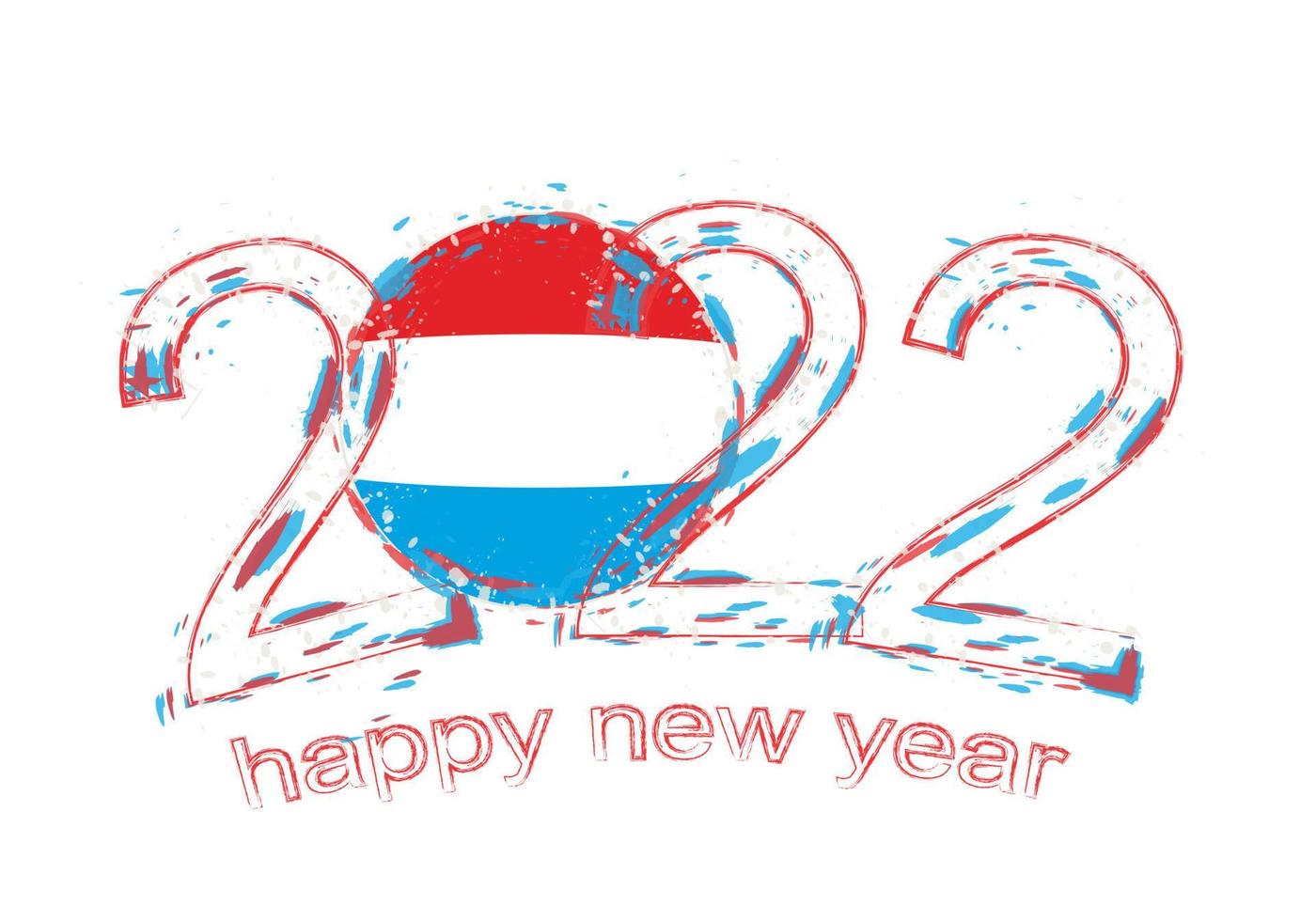 feliz ano novo de 2022 com bandeira do luxemburgo. vetor