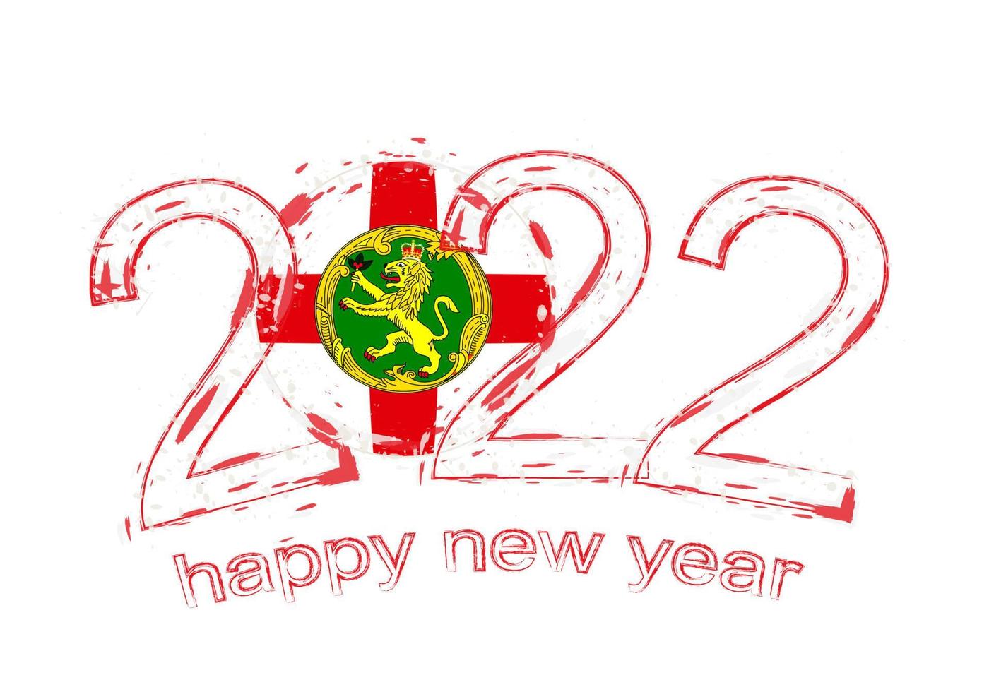 feliz ano novo de 2022 com bandeira de alderney. vetor