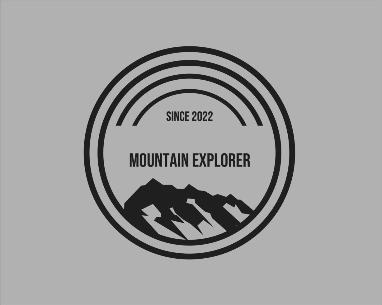 ícone de logotipo de montanha minimalista com linhas circulares vetor