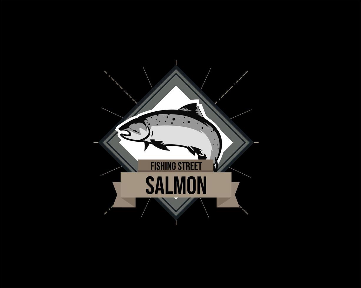 logotipo de vetor de pesca de salmão moderno