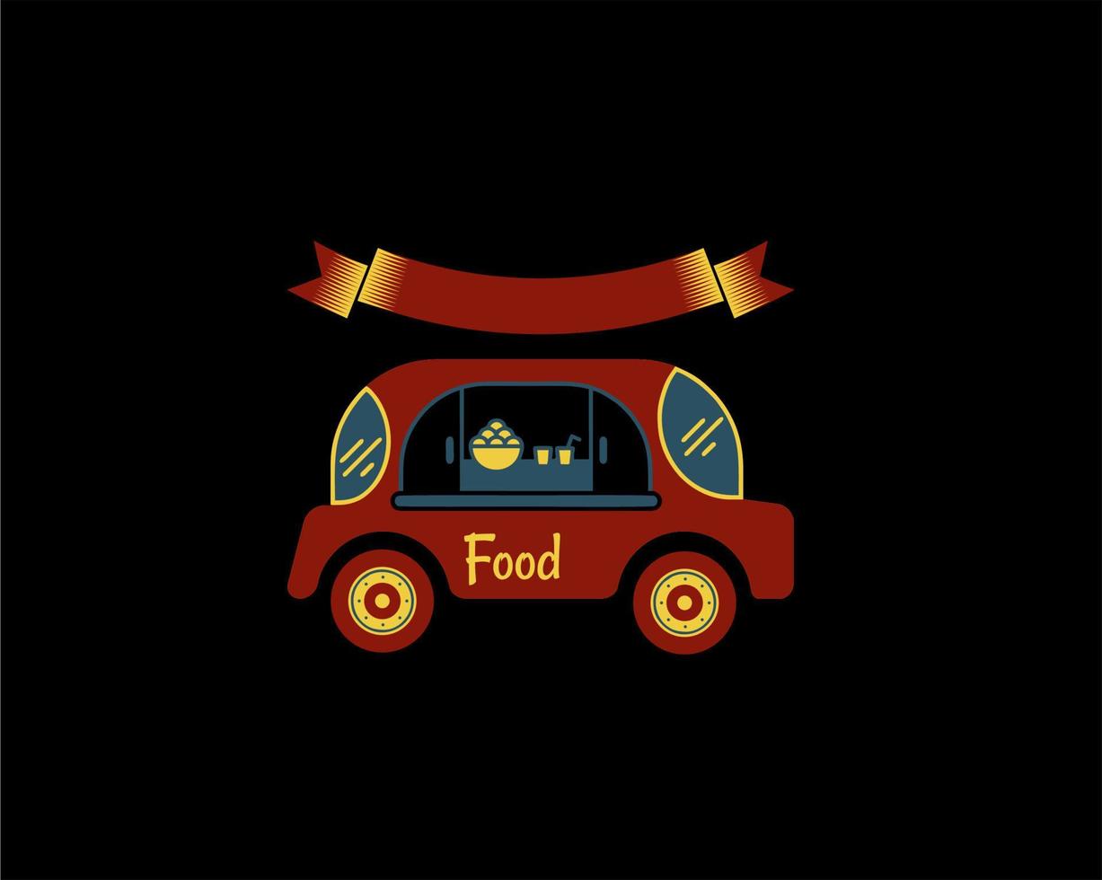 design de logotipo de caminhão de comida com cor vermelha minimalista vetor
