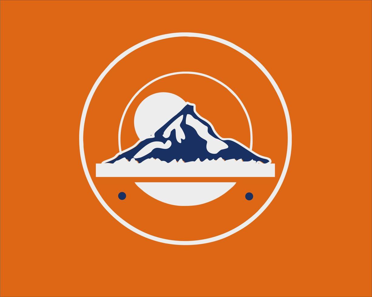 modelo de ícone de logotipo minimalista de montanha com linhas de círculo vetor