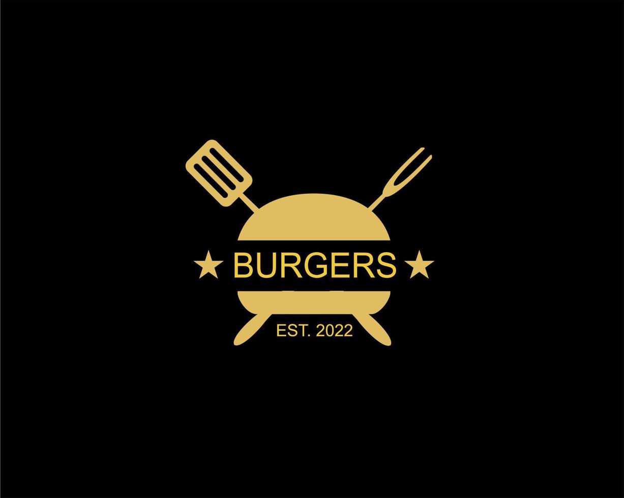 design simples de logotipo de comida de hambúrguer vetor