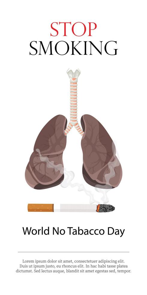 cartaz, panfleto ou banner para o dia mundial sem tabaco e uma imagem de pulmões humanos. ilustração vetorial, pare de fumar vetor