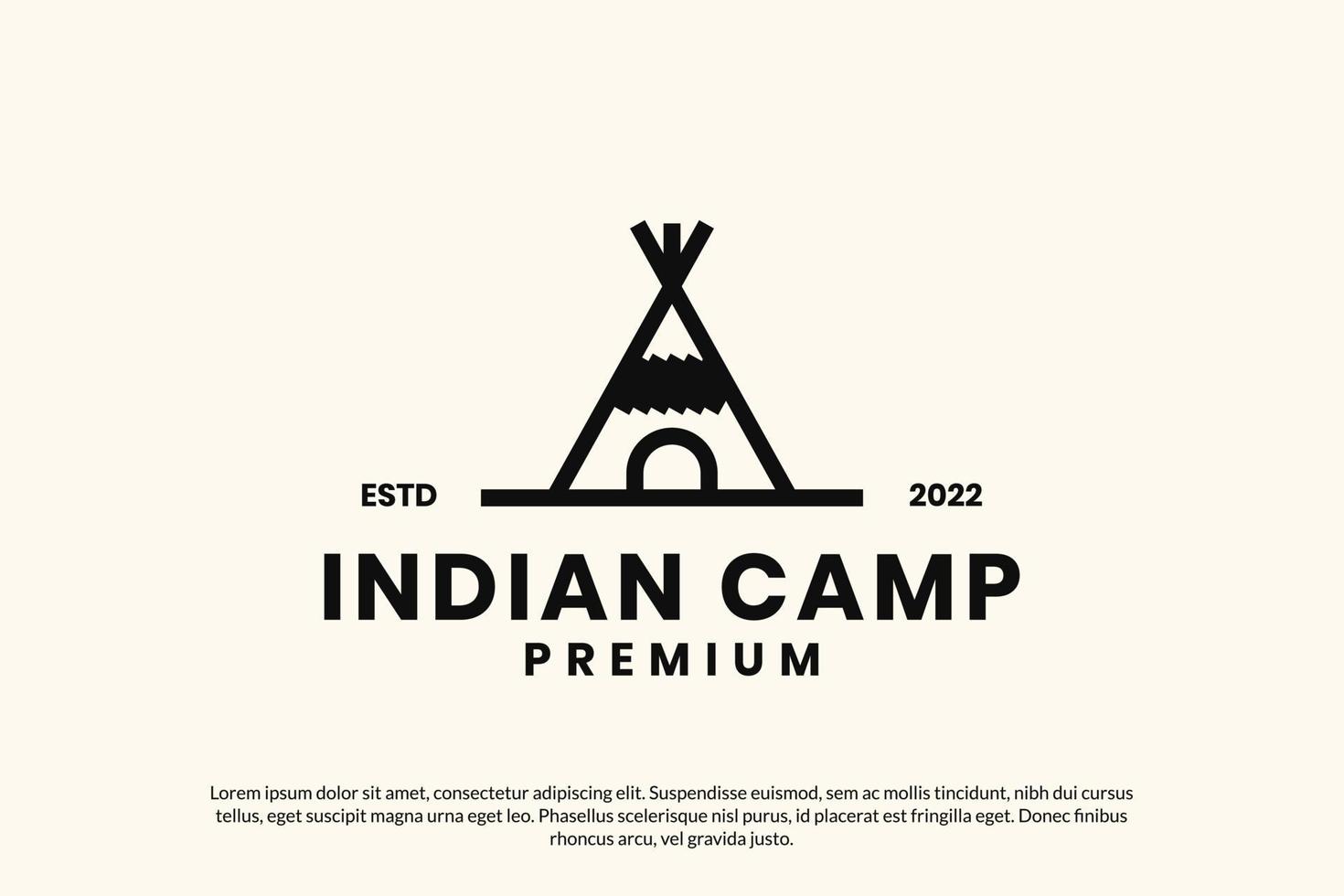 modelo de vetor de design de logotipo indiano de acampamento plano