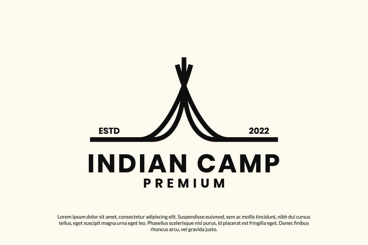 modelo de vetor de design de logotipo indiano de acampamento plano
