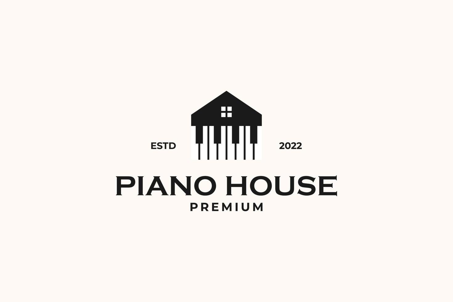 ilustração de modelo de design de logotipo de casa de piano plano vetor