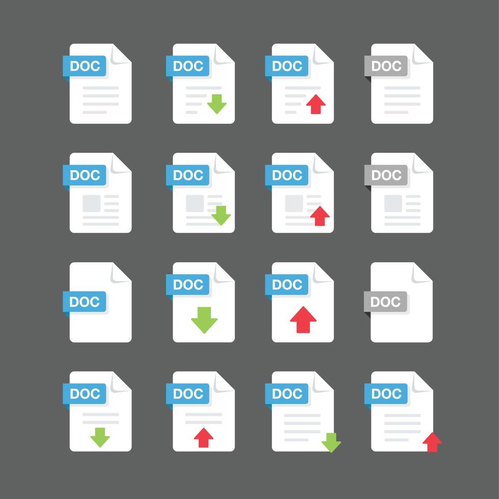 conjunto de ícones de arquivos de documentos, elemento de design vetorial vetor