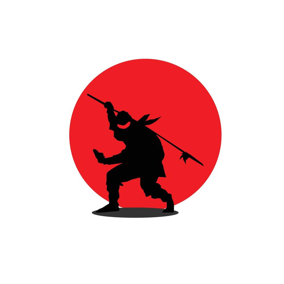 arte vetorial de ninja dos desenhos animados sobre fundo branco. vetor para imagem legal de t-shirt de artes marciais.