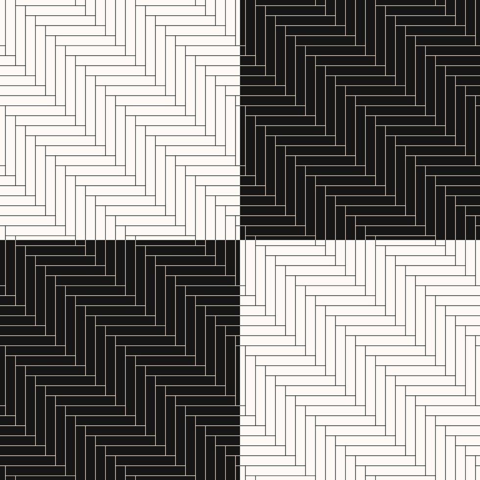 padrão de piso de espinha de peixe sem costura. telhas de textura de parquet preto e branco. ilustração vetorial. vetor