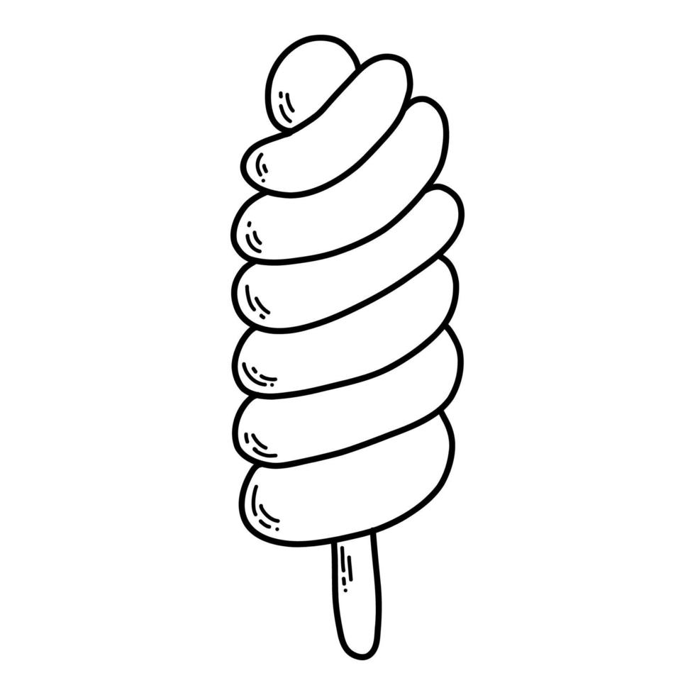 ilustração vetorial. doodle sorvete isolado no fundo branco. página para colorir para crianças. vetor