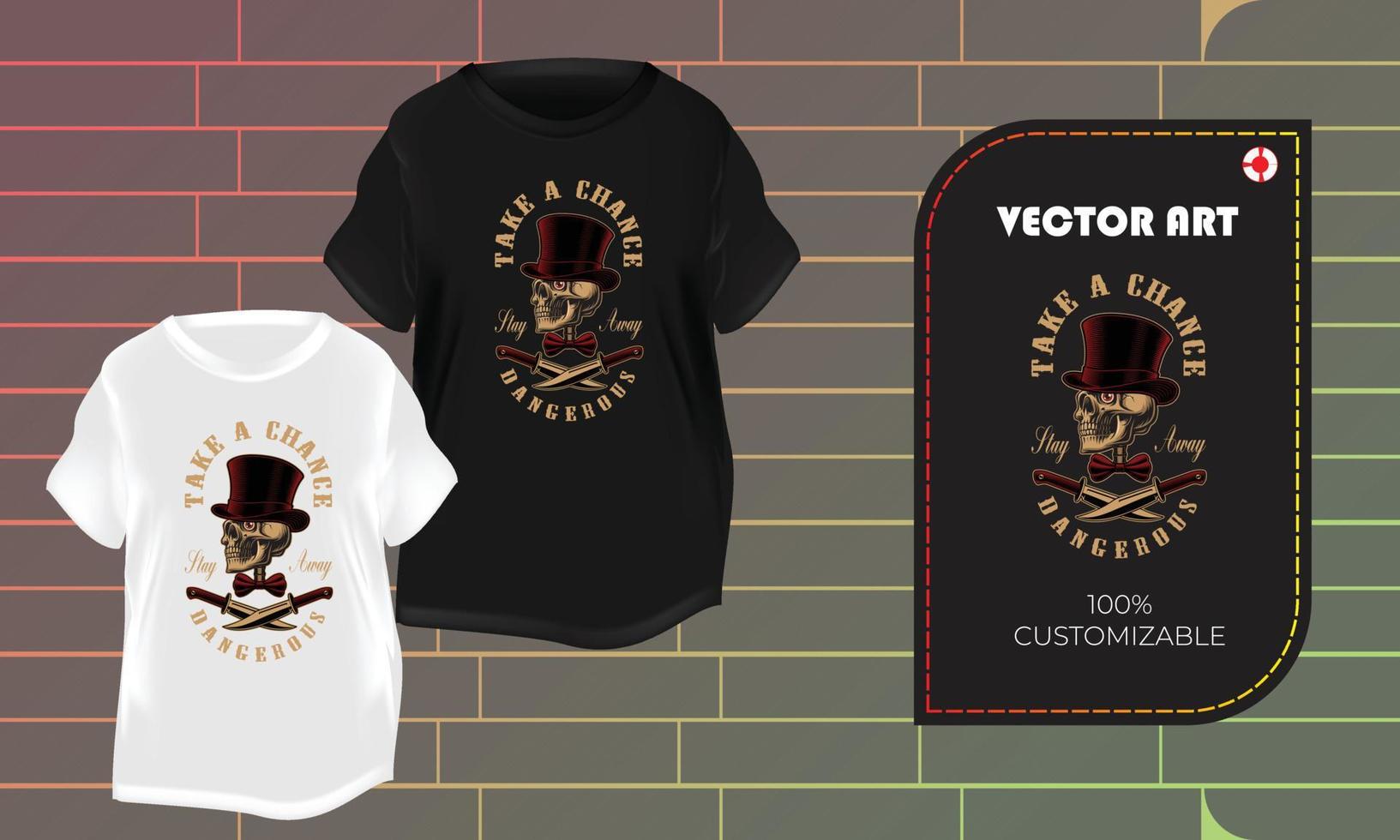 design de camiseta camiseta personalizada caveira perigosa vintage nunca desista vetor