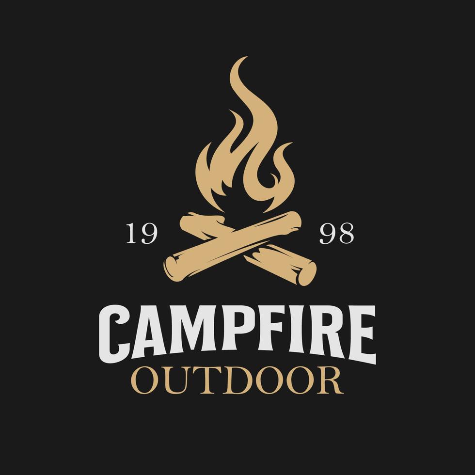 ilustração para camping, fogueira, acampamento de emblema, ilustração de hobby. logotipo e rótulos de vetor de fogueira vintage