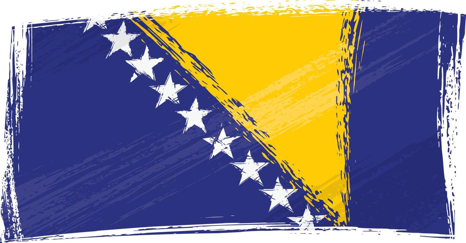 bandeira da bósnia e herzegovina criada no estilo de pintura grunge vetor