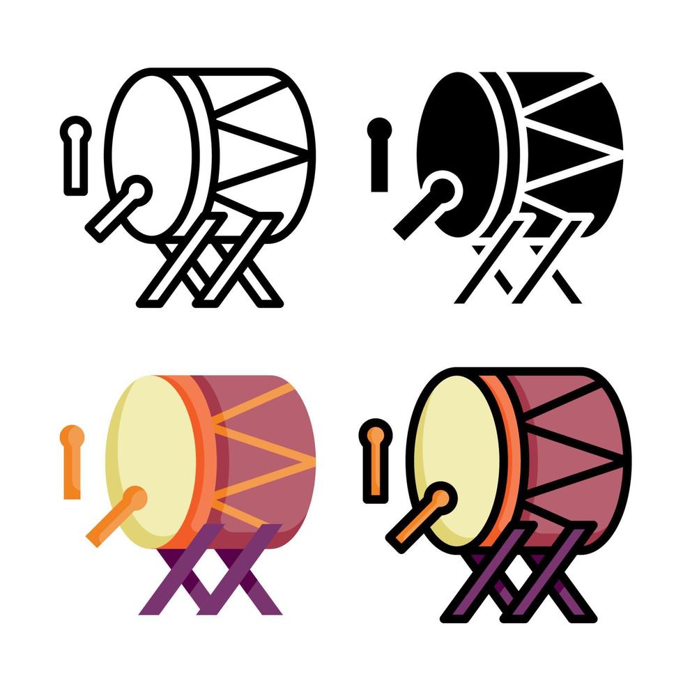 coleção de estilo de ícone muçulmano de tambor vetor