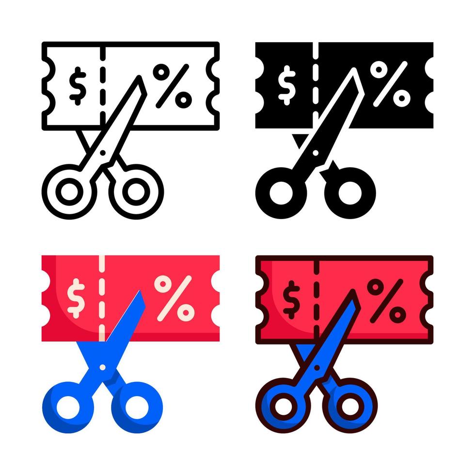 coleção de estilo de ícone de voucher de desconto vetor