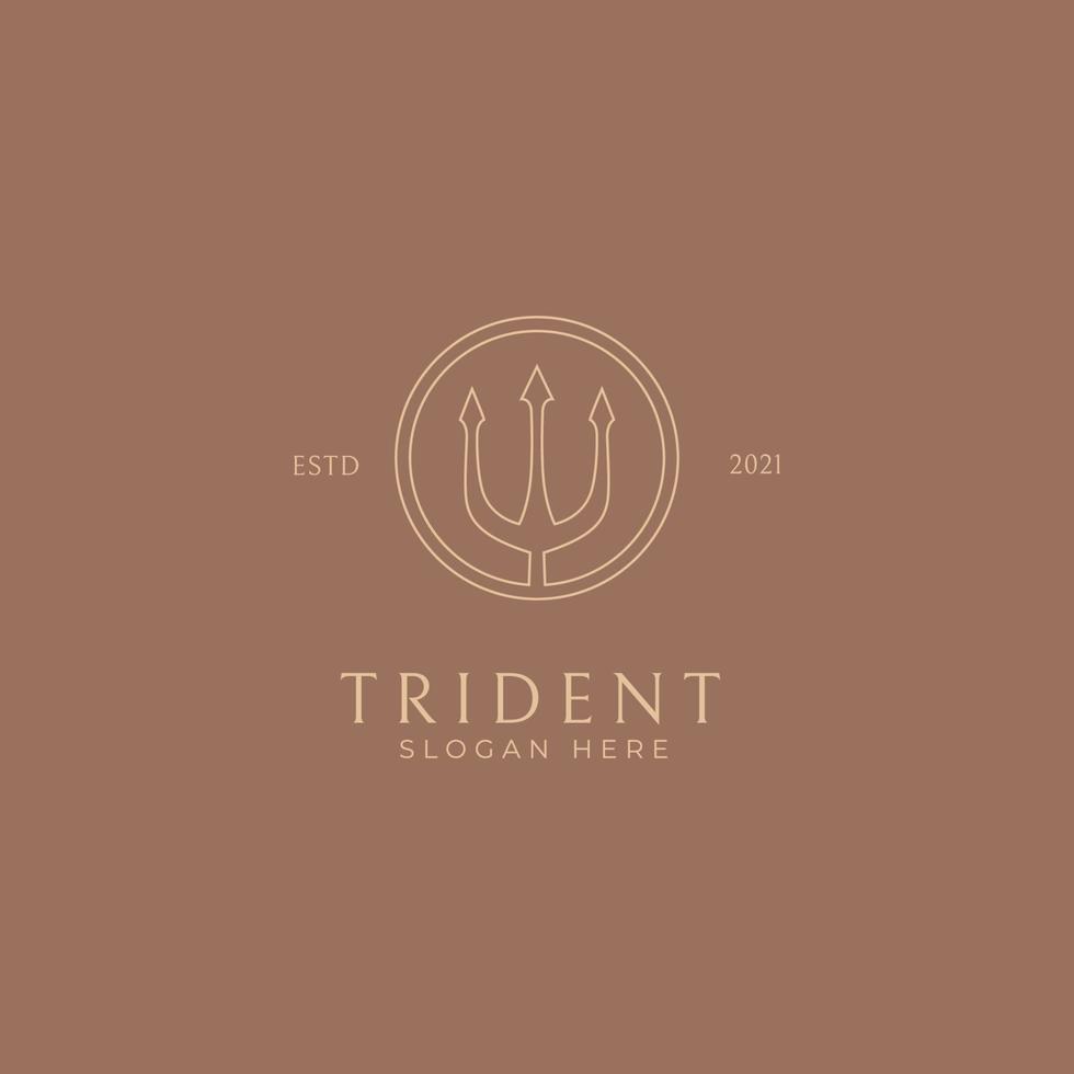 tridente netuno deus poseidon tritão rei shiva lança rótulo design de logotipo vetor