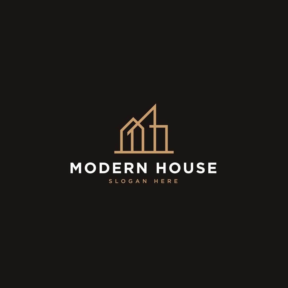 design de logotipo imobiliário de construção de casa moderna vetor