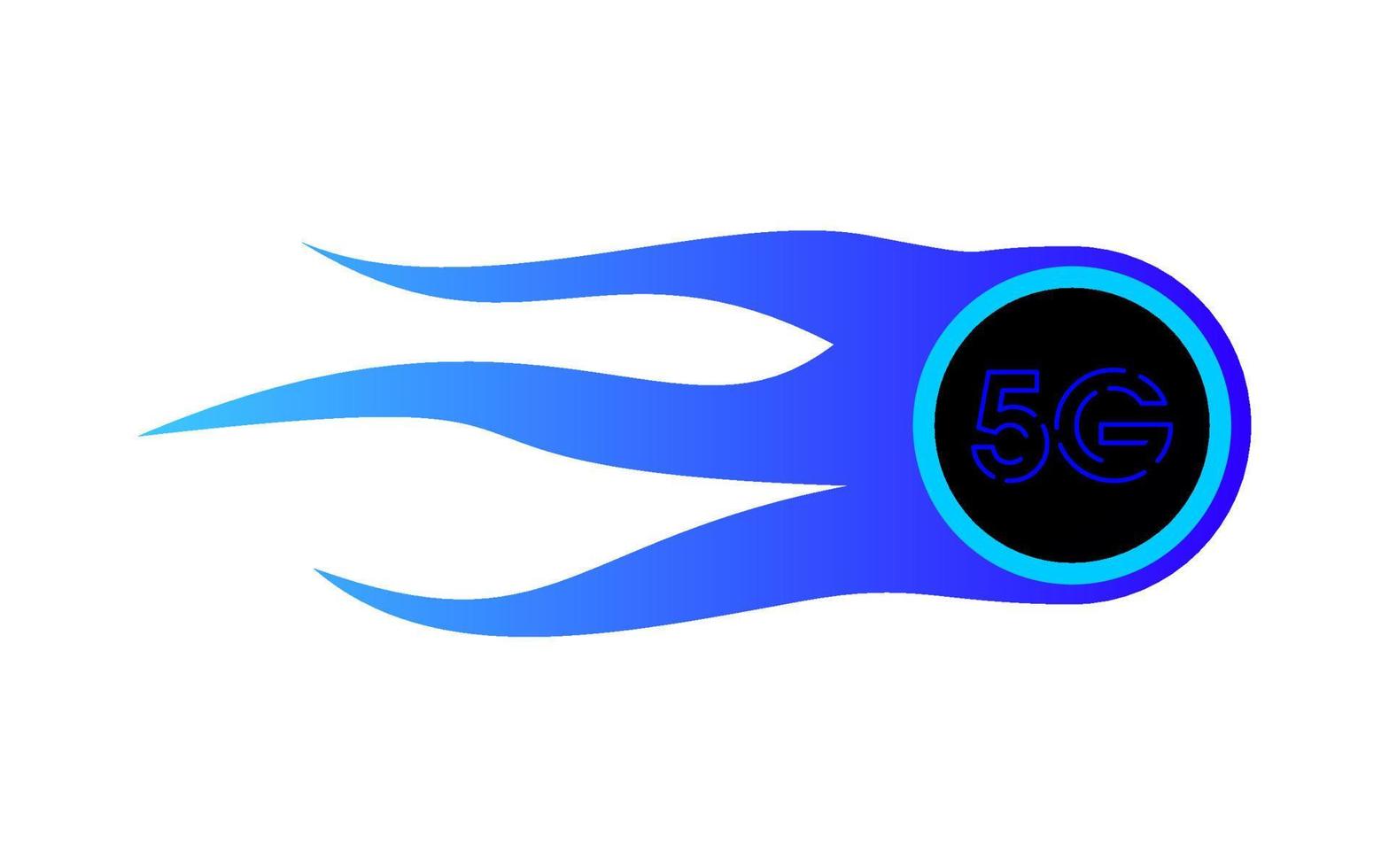 conexão de rede 5g super rápida, conceito de logotipo de bola de fogo. vetor