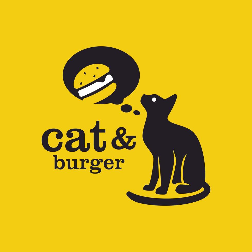 logotipo de hambúrguer de gato vetor