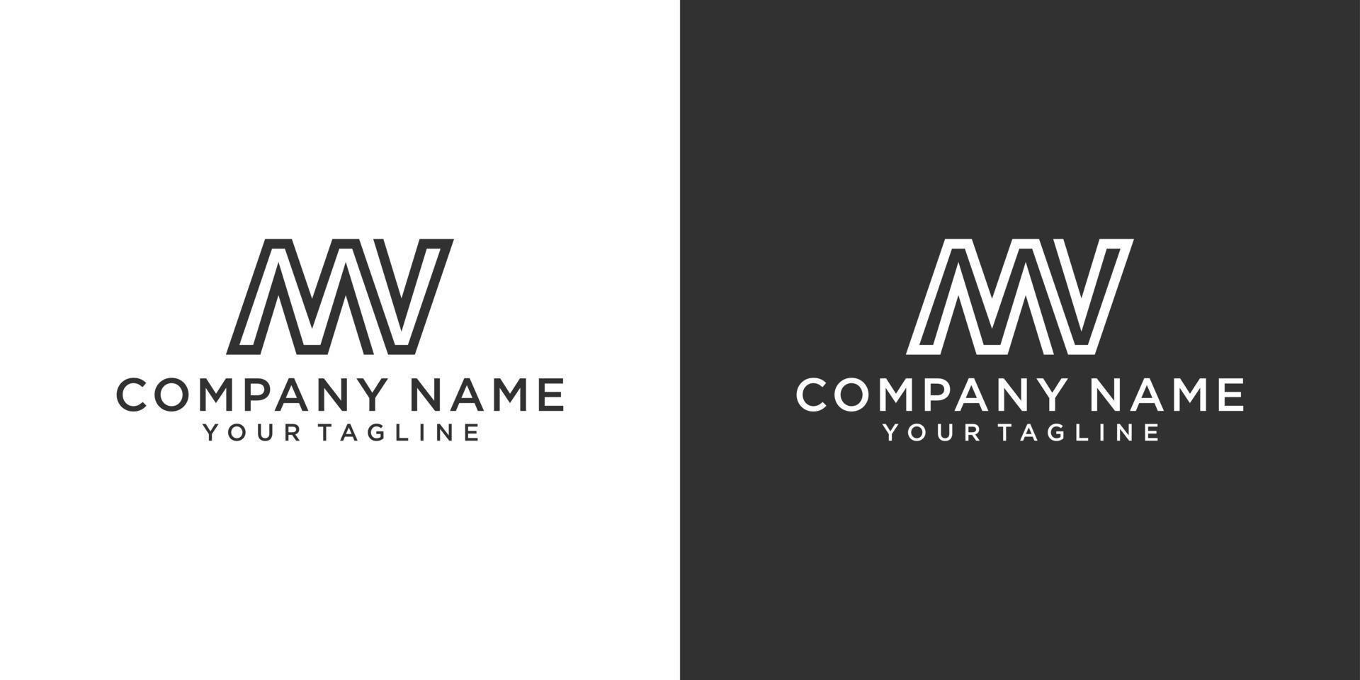 vetor de design de logotipo de letra inicial mv ou vm.