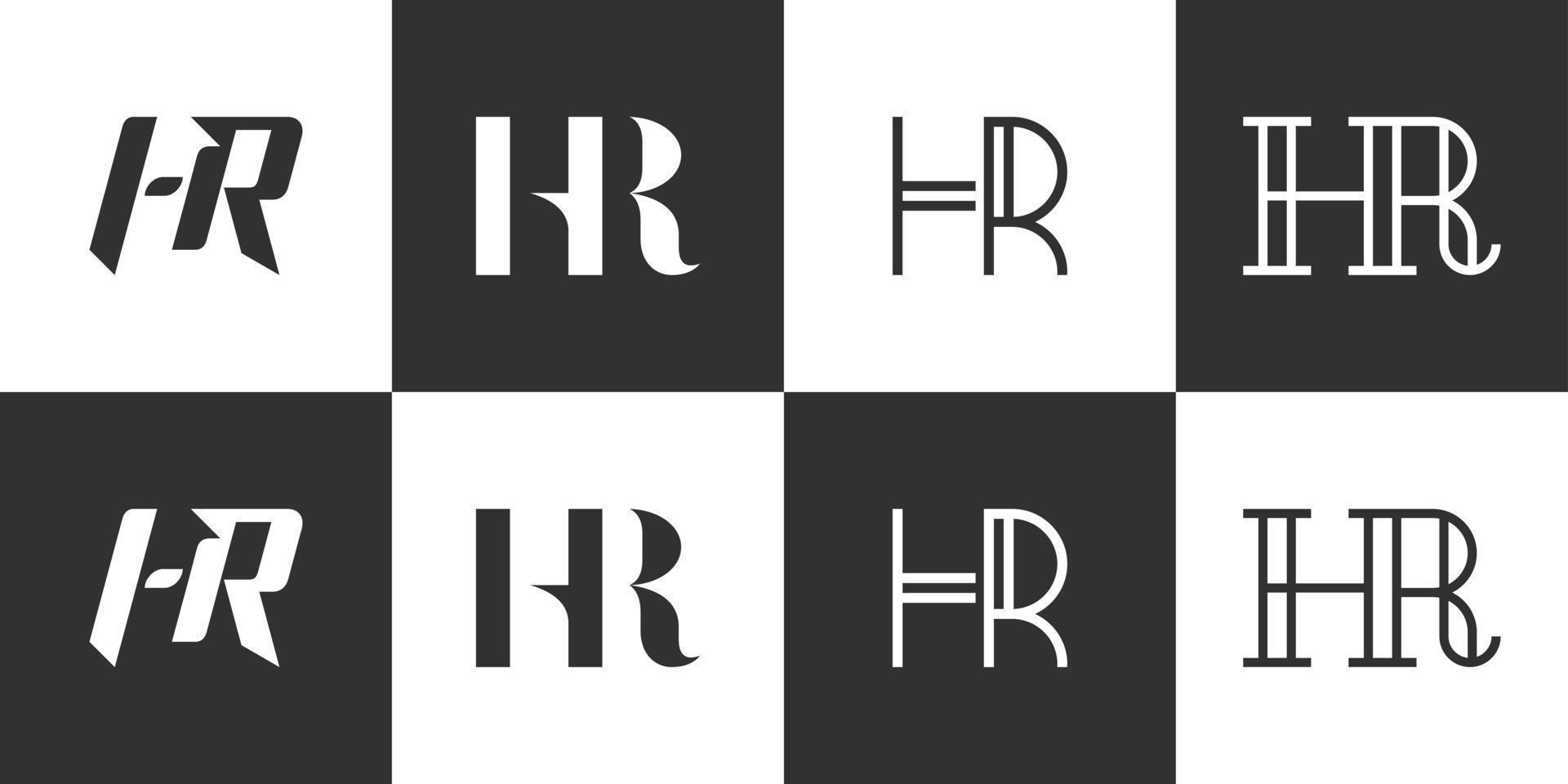 conjunto de vetor de design de logotipo de letra hr ou rh
